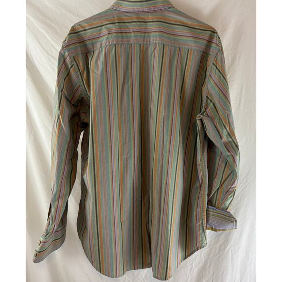 Robert Graham  Multicolor Striped Long Sleeve Flip Cuff Shirt XL Button Front - Picture 7 of 7